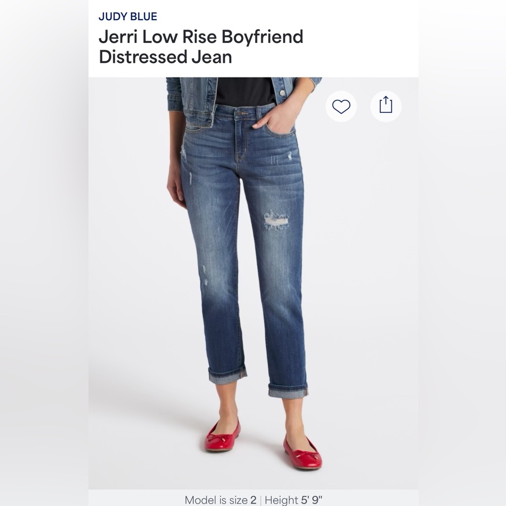 Judy Blue Jerri Low Rise Boyfriend Distressed Jeans